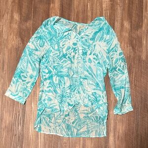 Grand & greene blue & white floral long-sleeve